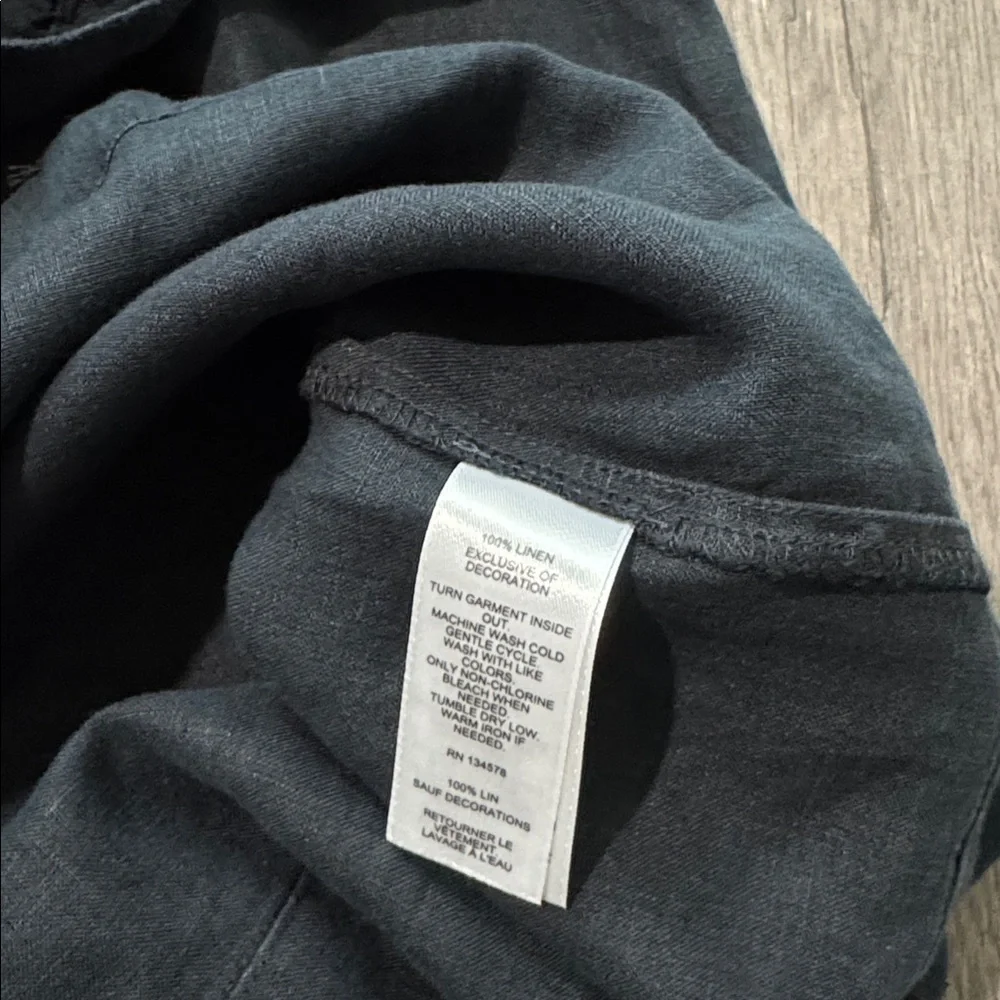 Vineyard Vines Black Ruffle Sleeve Cover Up XXL 100% linen